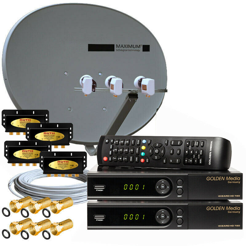 Türkische TV Sat-Anlage Maximum E-85 Spiegel Twin LNB HDTV Sat-Receiver USB 2-TV 