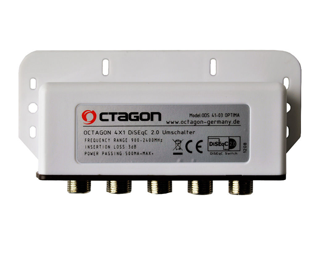 Octagon DiseqC-Schalter 4/1 ODS 41-02 mit WSG HDTV 3D Verteiler SAT Umschalter 