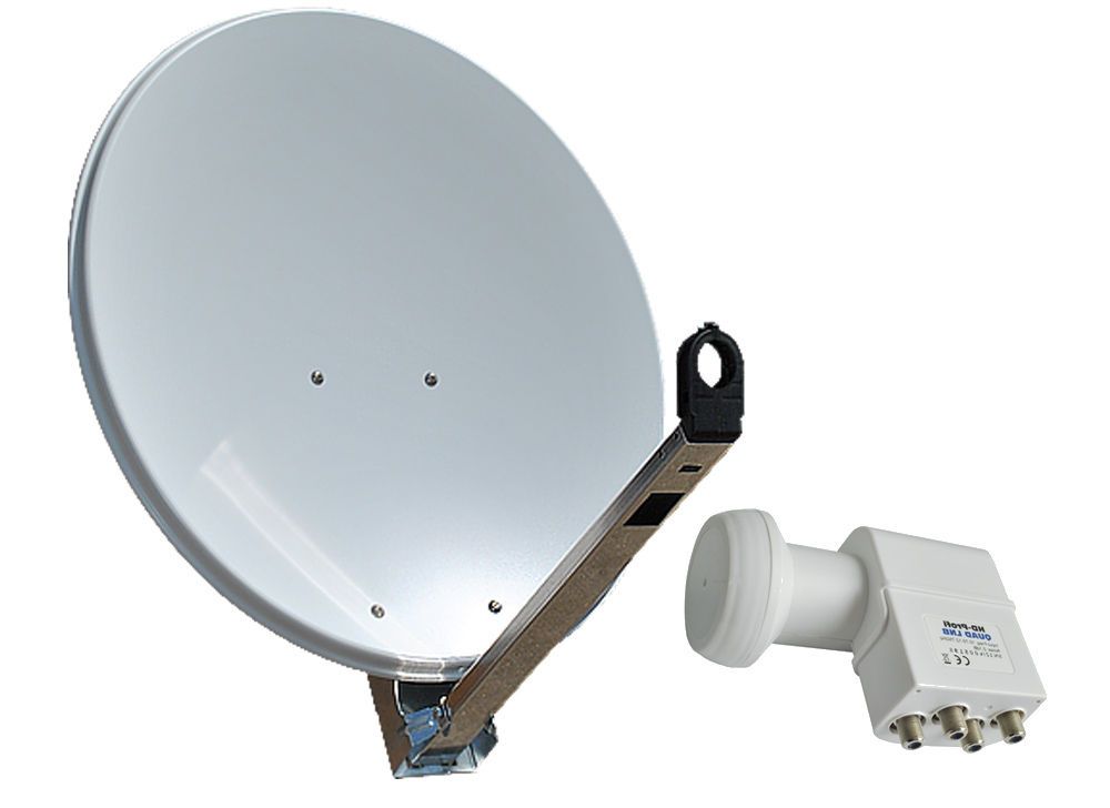 SAT Anlage 100cm Spiegel Schüssel Antenne Quad LNB 0,1dB 4 Teilnehmer HDTV UHD 