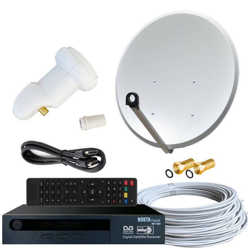 4-Teilnehmer HDTV Sat Anlage 80cm Spiegel Schüssel 4x Sat-Receiver HDTV USB LNB 